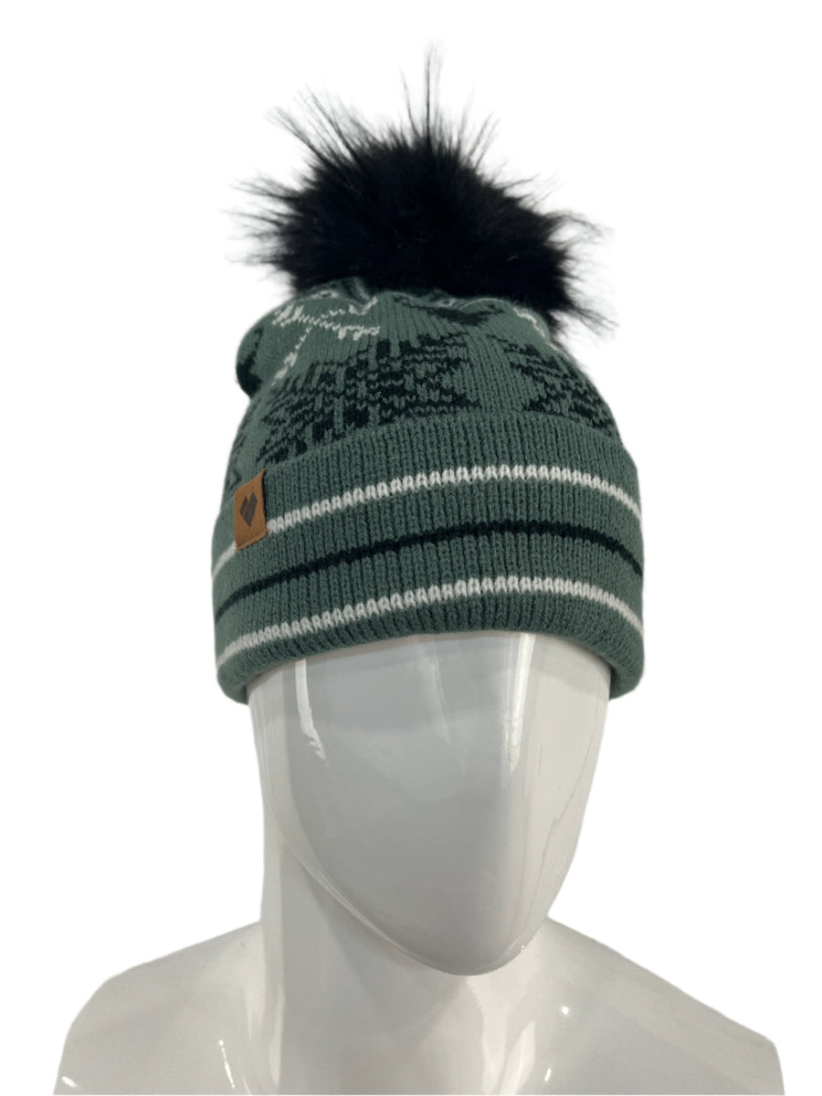 Obermeyer Verde Flake Beanie W Pom Pom